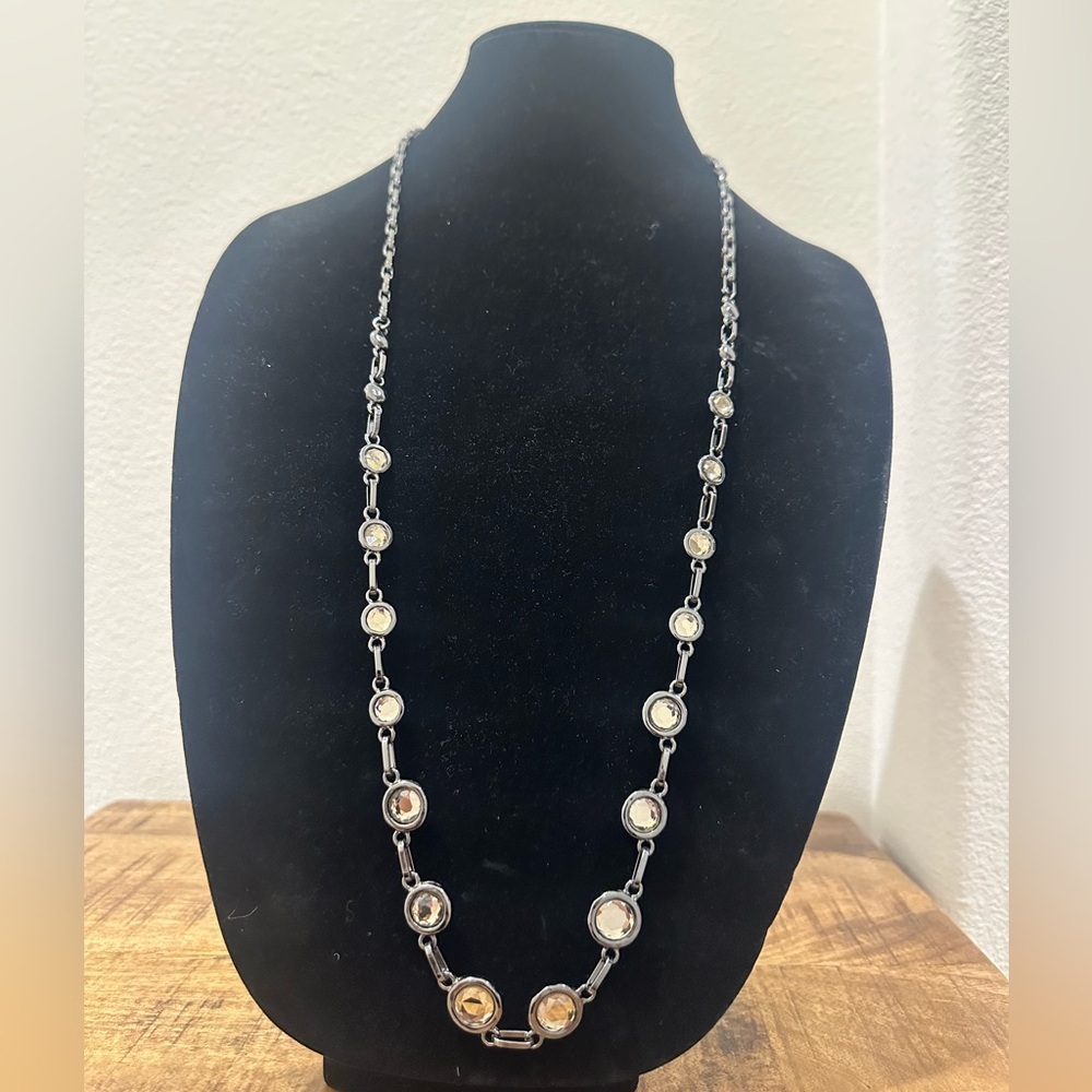 Coldwater creek Silver Necklace with Crystal Accents